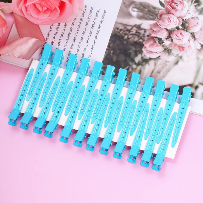 Bantoye 24 Packs Duck Bill Clips, 2.75 Inches Rustproof Metal Alligator Curl Clips with Holes for Hair Styling, Hair Coloring, Blue - Image 4