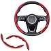 Lunwag 2pcs Universal Fit Carbon Fiber Steering Wheel Cover AntiSkid Steering Wheel CoverSegmented Steering Wheel ProtectorCar Interior Accessories red - Image 2