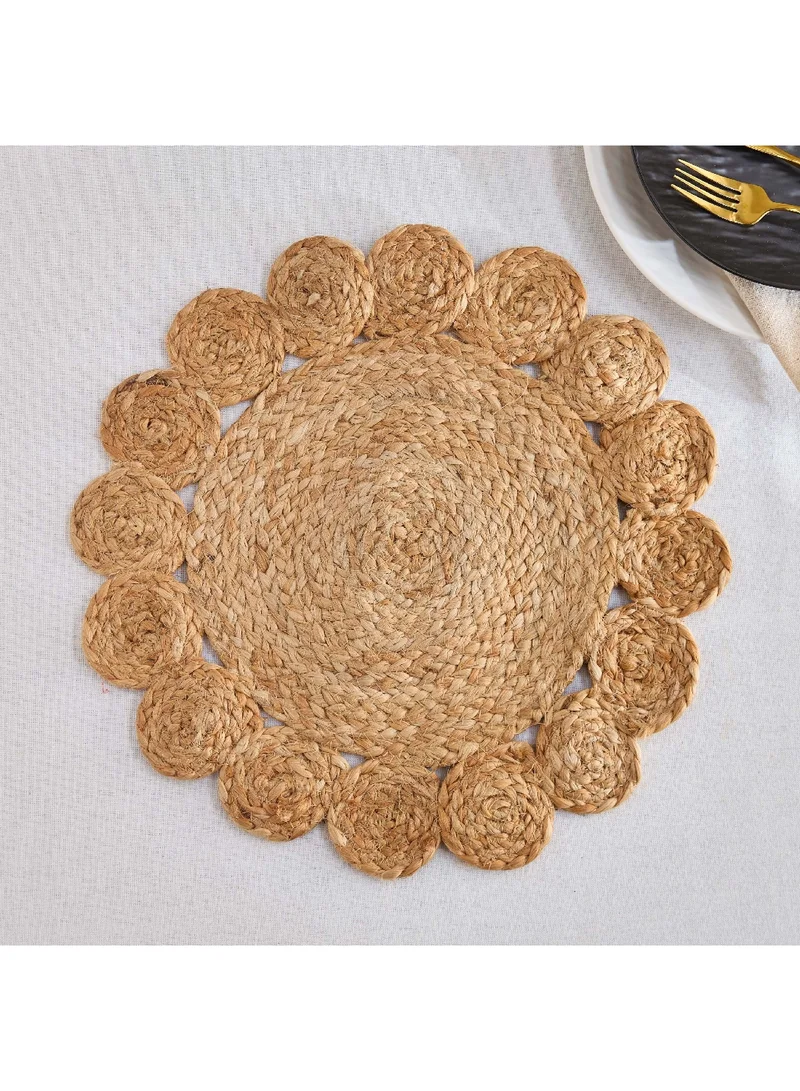 Home Box Grain Jute Scallop Round Placemat 38 x 38 cm