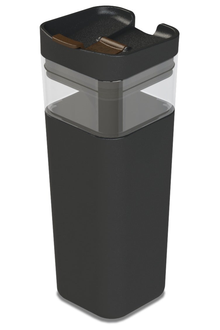 Kafe in the Box UNIQUE - Black | 16 oz/480 ml | Reusable Coffee & Tea Cup | BPA Free | Stylish & Convenient | Dishwasher Safe | Hot/Cold Sleeve | Eco-Friendly