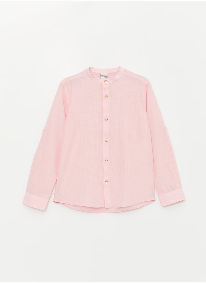 LC WAIKIKI Grandad Collar Basic Long Sleeve Boy Shirt  - Image 3