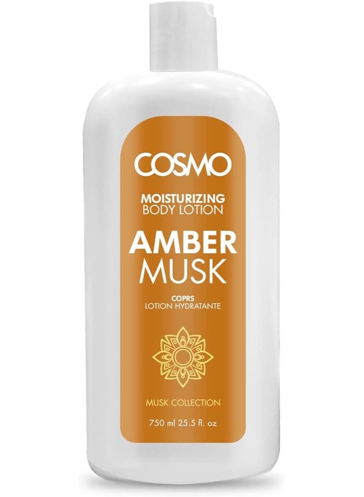 كوزمو لوشن مرطب للجسم برائحة العنبر والمسك من مجموعة سي دي كوزمو ديزاينز الجديدة، 750 مل، للرجال والنساء، لوشن مرطب للجسم، جميع أنواع البشرة، العناية بالبشرة، الاستحمام والجسم، لوشن لليدين والوجه والجسم - Image 1