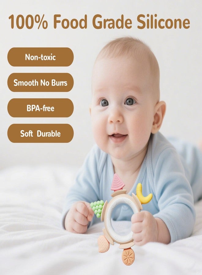 Hooku Silicone Teethers for Babies 6-12 Months, Teething Toys for Babies 0-6 Months, Baby Fruit Teethering Rings, BPA Free Baby Chew Toys, Infants Gifts - Image 3