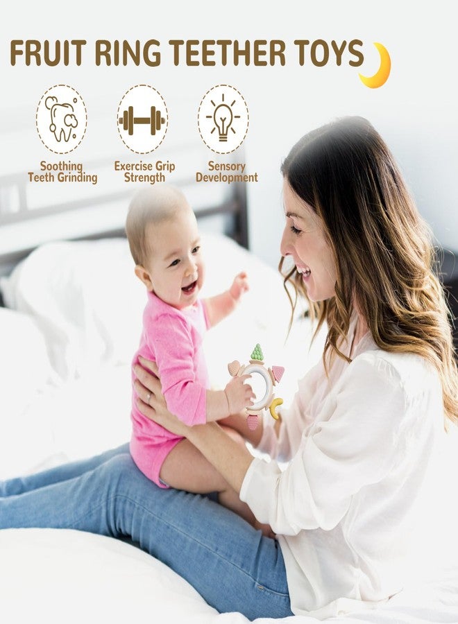 Hooku Silicone Teethers for Babies 6-12 Months, Teething Toys for Babies 0-6 Months, Baby Fruit Teethering Rings, BPA Free Baby Chew Toys, Infants Gifts - Image 4