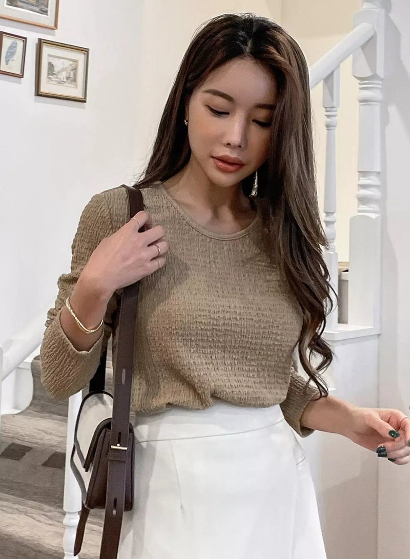 Textured Round Neck Tee  - Image 3