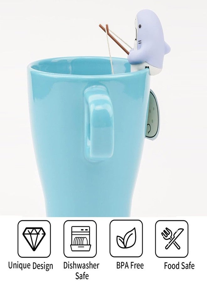 AaiLucky Cute Fishing Shark Tea Infuser, Silicone Tea Bag Holder for Mug and Cup, Animal Tea Bag Holder for Loose Leaf, Funny Tea Filters, Tea Accessorry Gifts for Tea Drinkers/Lovers - Image 3