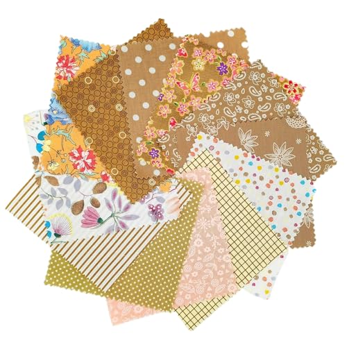iNee Charm Packs for Quilting 5 inch, Precut Cotton Quilting Fabric Bundle, 48-5" Charm Squares, Light Coffee - Image 1