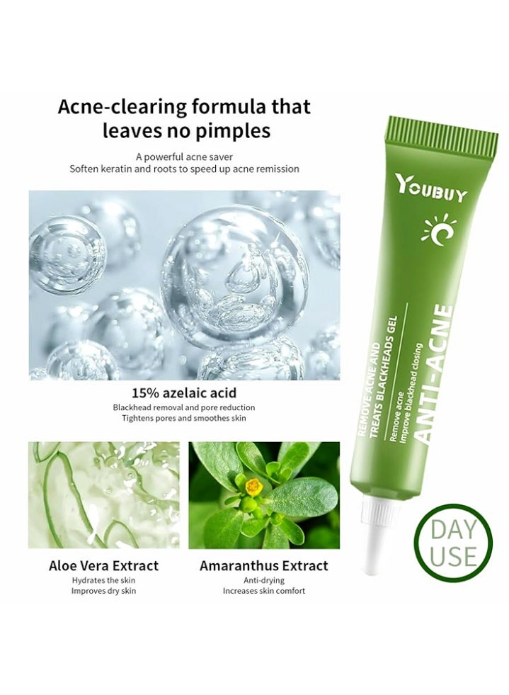 YOUBUY Anti-Acne Remove Acne and Treats Blackheads Gel-Day Use Remove Acne Pimple and Treats Blackhead with Azelaic Acid Oil Control Shrink Pores Redness Relief Skin Lightening Scar Fade Cream Acne Remover Cream 20g - Image 3