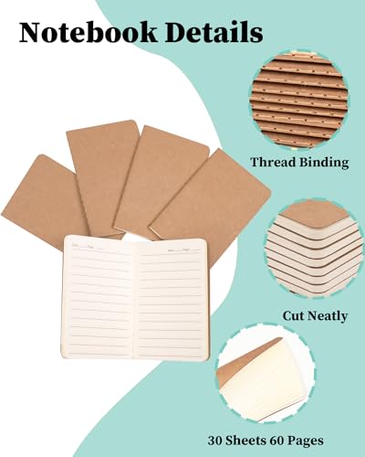 Dynta Small Notebook Bulk 45 Pack Pocket Notebooks, 2.5in x 4in Mini Journals Bulk Thread Stitching Small Notepad, Portable Note Pad for Gift, Journal, Traveling (30 Sheets/60 Pages) - Image 4