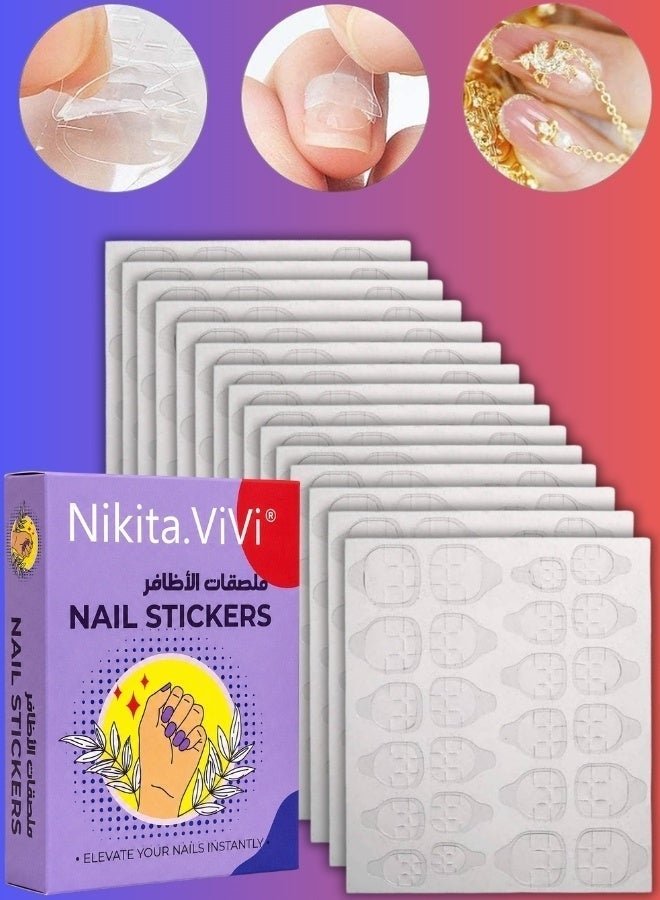 NIKITA.VIVI 15 Sheets 360 Pcs Nail Stickers Nail Adhesive Glue Tape Set Waterproof Breathable Glue Tabs Double Sided False Nail Sticker Jelly Sticker Super Sticky Fake Nail Glue Stickers Transparent Flexible for Manicure Nail Art Tools - Image 1