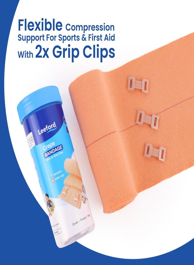 Leeford Crepe Bandage for Pain Relief | Elastic Compression Wrap with 2 Grip Clips for Heavy Duty Support for Knee, Elbow, Thigh & Sport Injuries | Breathable, Washable & Reusable First Aid (6CMX4M) - Image 3