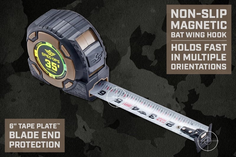 Spec-Ops Spec Ops Tools 35-Foot Elite Series Magnetic Tape Measure, 1 1/4" Double-Sided Blade, Includes Fractional Markings, 12 Feet of Stand Out, Military-Grade Composite Case, 3% Donated to Veterans - Image 2