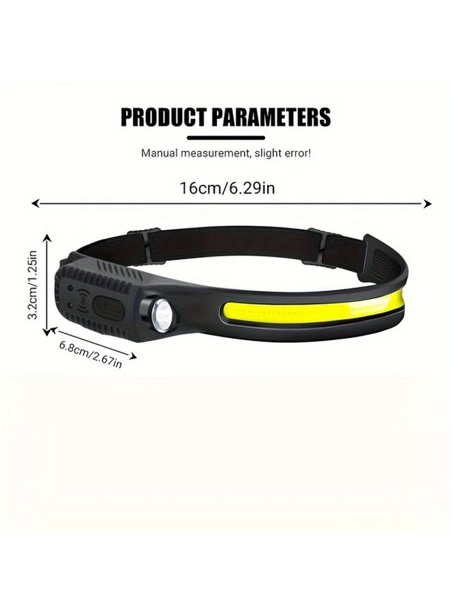 حزمة من 3 مصابيح أمامية قابلة للشحن من نوع COB بقوة 350 لومن مع مستشعر حركة، hands-free للاستخدام الخارجي - Image 5