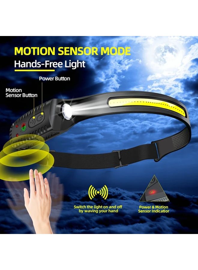 حزمة من 3 مصابيح أمامية قابلة للشحن من نوع COB بقوة 350 لومن مع مستشعر حركة، hands-free للاستخدام الخارجي - Image 4