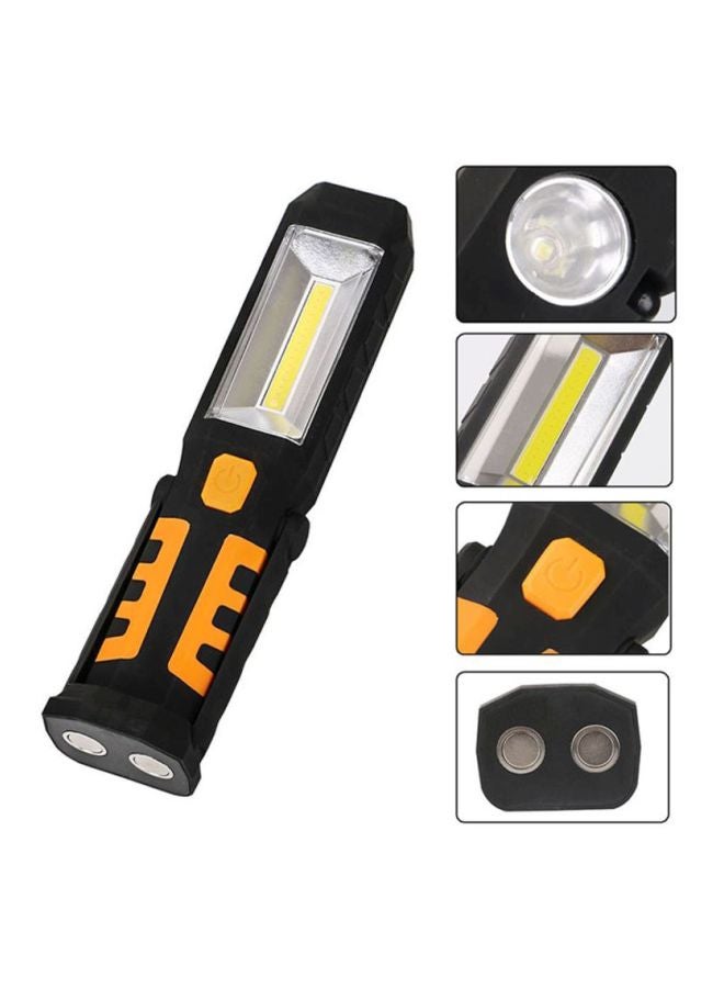 COB LED Magnet Flashlight With Hook Folding Torch Black/Orange 22x5x4cm - Image 4