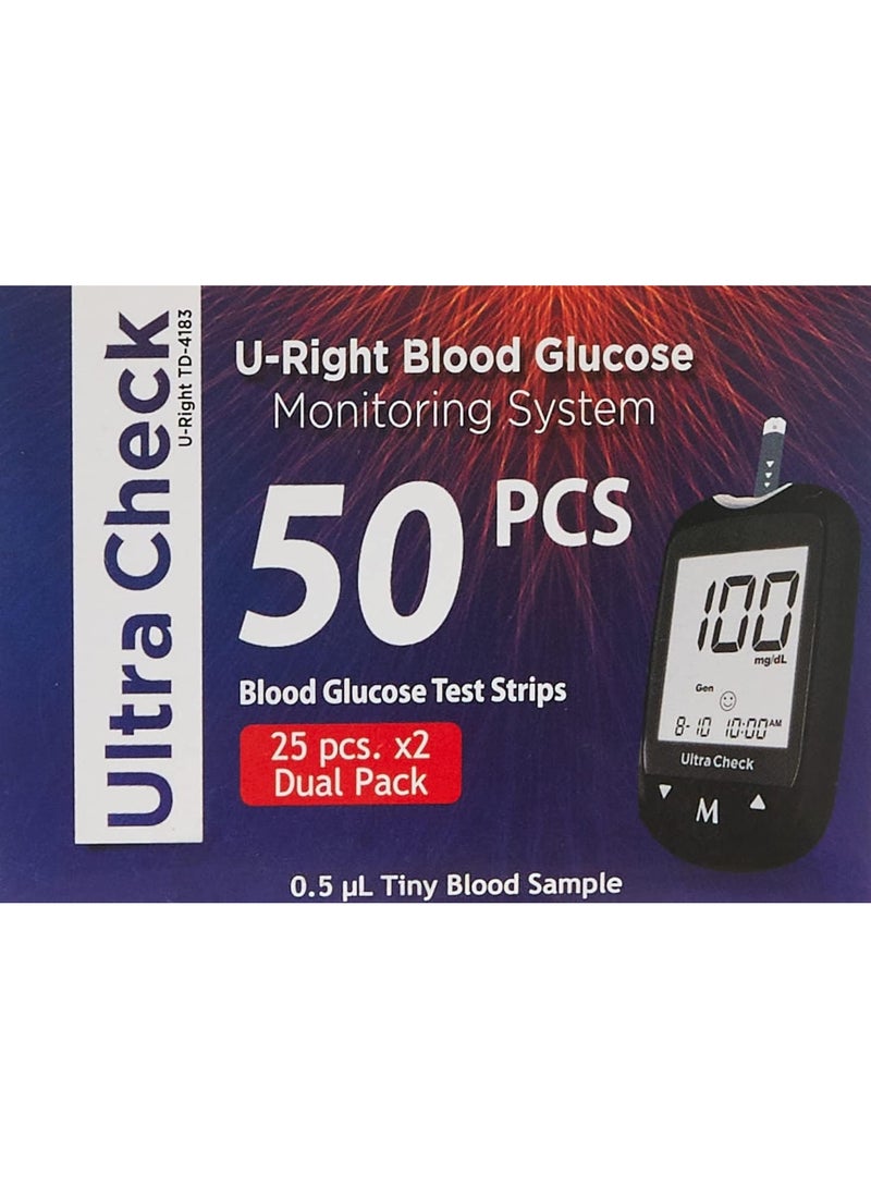 شرائط فحص نسبة السكر فى الدم من الترا تشك - 50 قطعة - Image 1