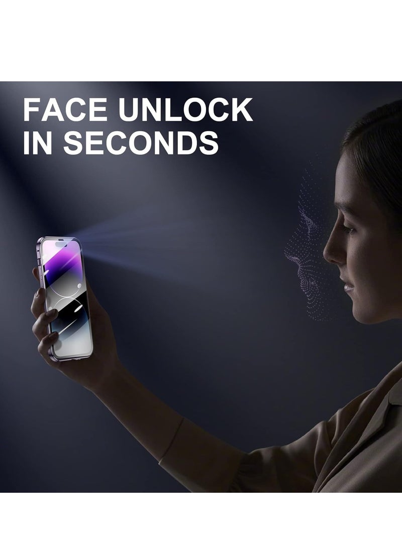Generic - Anti Peeping Case for iPhone 14 Pro Max, 360 Degree Front and Back Privacy Tempered Glass Cover, Anti SPY Screen, Anti Peep Magnetic Adsorption Metal Bumper for iPhone 14 Pro Max Purple - Image 1