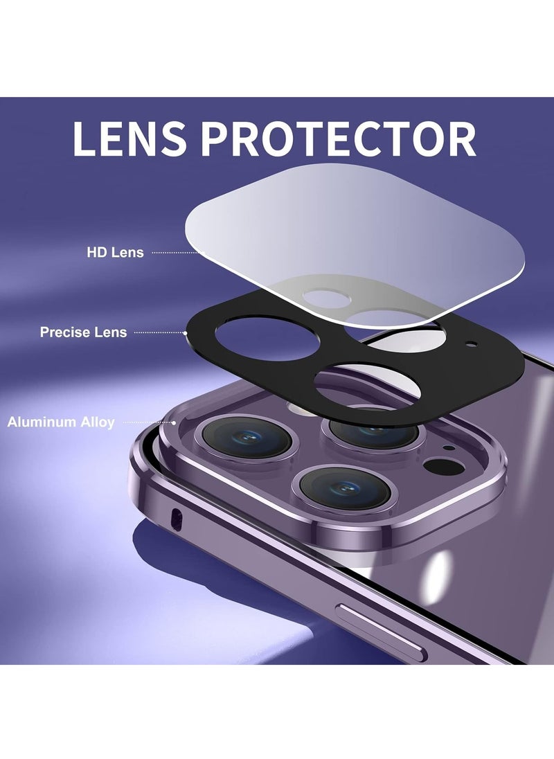 Generic - Anti Peeping Case for iPhone 14 Pro Max, 360 Degree Front and Back Privacy Tempered Glass Cover, Anti SPY Screen, Anti Peep Magnetic Adsorption Metal Bumper for iPhone 14 Pro Max Purple - Image 1