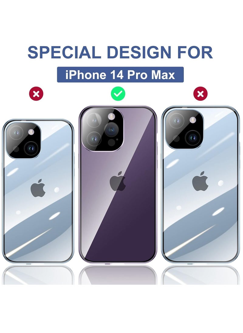 Generic - Anti Peeping Case for iPhone 14 Pro Max, 360 Degree Front and Back Privacy Tempered Glass Cover, Anti SPY Screen, Anti Peep Magnetic Adsorption Metal Bumper for iPhone 14 Pro Max Purple - Image 1