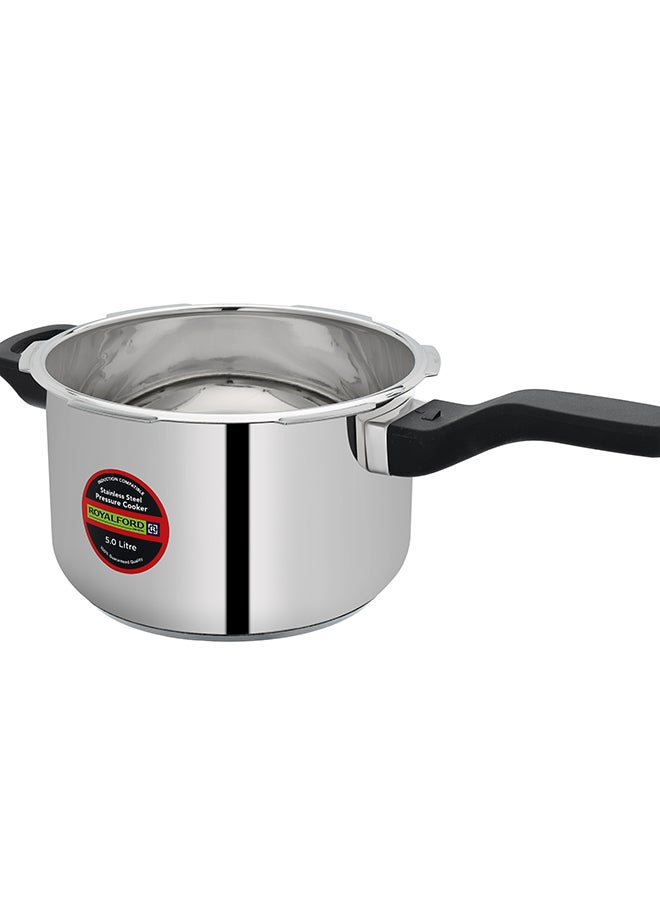 Royalford 5 Liter Stainless Steel Pressure  Cooker, RF10185N | Metallic Safety Plug | Controlled GRS | Compatible With Induction, Hot Plate, Halogen, Gas - Image 2