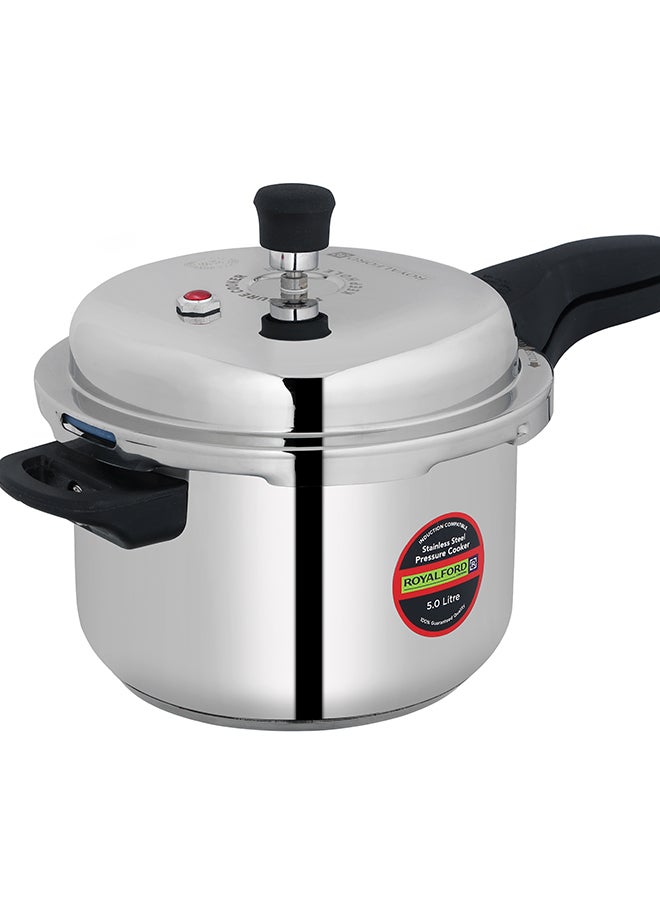 Royalford 5 Liter Stainless Steel Pressure  Cooker, RF10185N | Metallic Safety Plug | Controlled GRS | Compatible With Induction, Hot Plate, Halogen, Gas - Image 1
