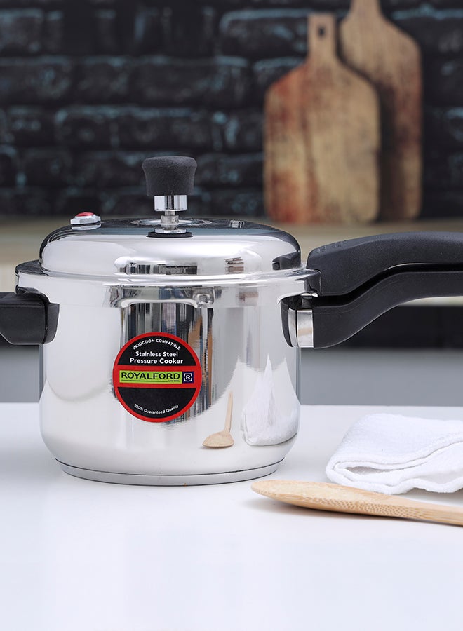 Royalford 5 Liter Stainless Steel Pressure  Cooker, RF10185N | Metallic Safety Plug | Controlled GRS | Compatible With Induction, Hot Plate, Halogen, Gas - Image 5