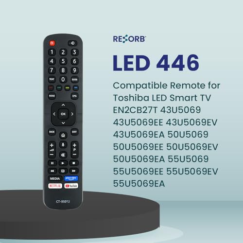 RESORB LED 446 CT-95011 CT-95013 Compatible Remote for Toshiba LED Smart TV EN2CB27T 43U5069 43U5069EE 43U5069EV 43U5069EA 50U5069 50U5069EE 50U5069EV 50U5069EA 55U5069 55U5069EE 55U5069EV 55U5069EA - Image 2