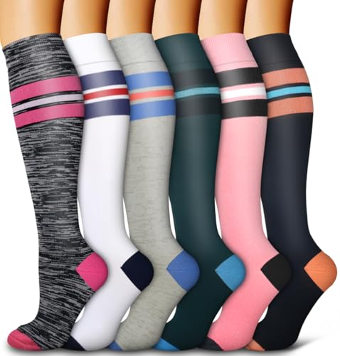 Bluemaple 6 Pack Copper Compression Socks for Women and Men Circulation-Best Support for Medical, Running,Nursing,Athletic - Image 1