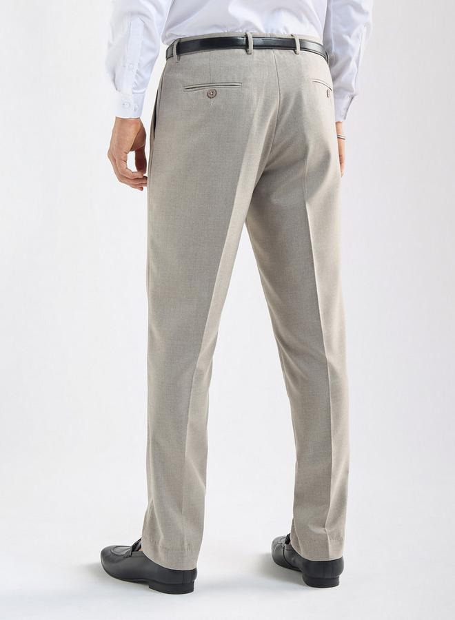 Splash FAV Solid Regular Fit Flexi Waist Trousers with Pockets - Image 3