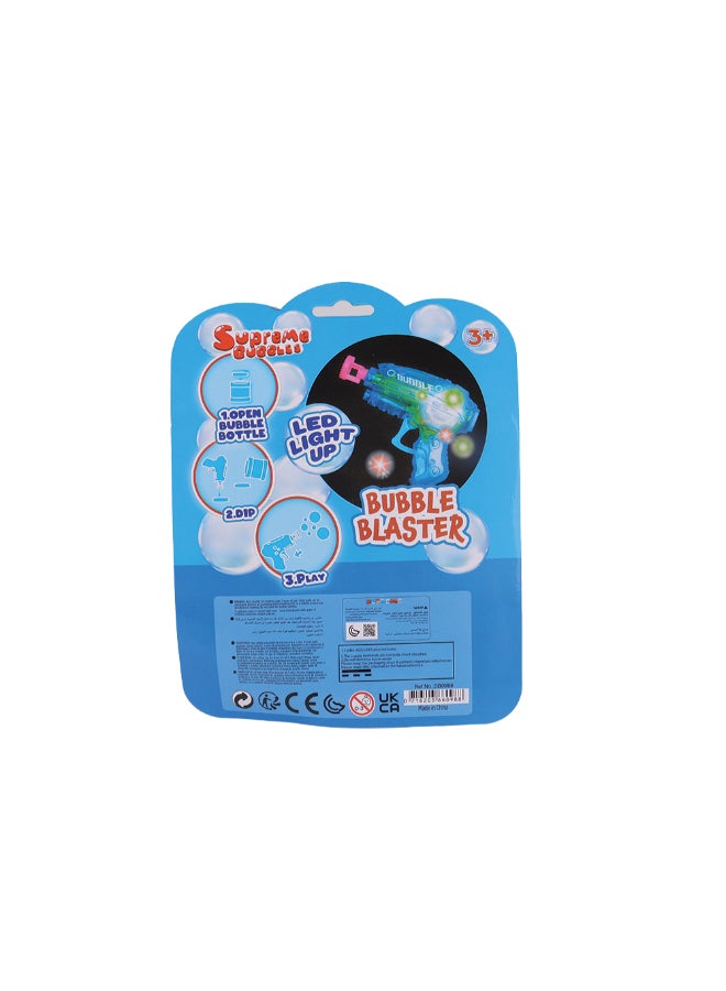 Bubbles FICTION LIGHT UP BUBBLE SHOOTER WITH 45ML BUBBLE SOLUTION,
2*AG3 BUTTON BATTERIES INCLUDED, 2ASTD - Image 3