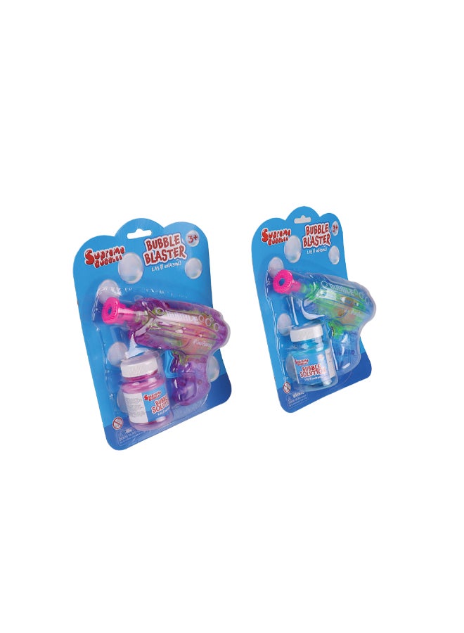 Bubbles FICTION LIGHT UP BUBBLE SHOOTER WITH 45ML BUBBLE SOLUTION,
2*AG3 BUTTON BATTERIES INCLUDED, 2ASTD - Image 2