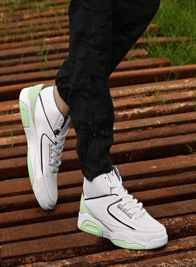 كروزر حذاء رياضي رجالي أبيض برقبة عالية من كروزر | خفيف الوزن ومريح | مثالي للمشي، والتمارين الرياضية، والارتداء اليومي، مقاس 8 بريطاني - Image 2