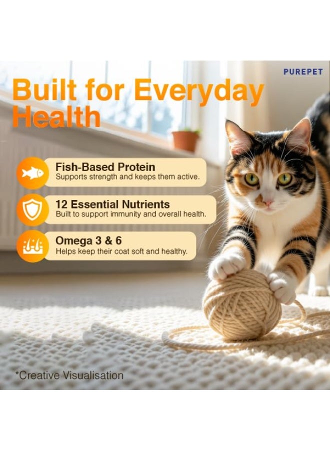 Purepet Adult Dry Cat Food 1kg | Ocean Fish Flavour & Adult Dry Cat Food 6kg | Seafood - Image 2