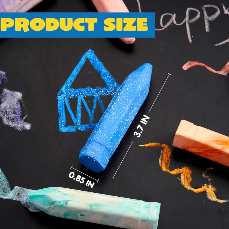 JOYIN 36 PCS Washable Sidewalk Chalks Set in 6 Packs, 18 Colors, Including 12 Tie Dye, 12 Glitter & 12 Neon Color Outdoor Chalks for Painting, Drawing, Gifts for Kids - Image 5