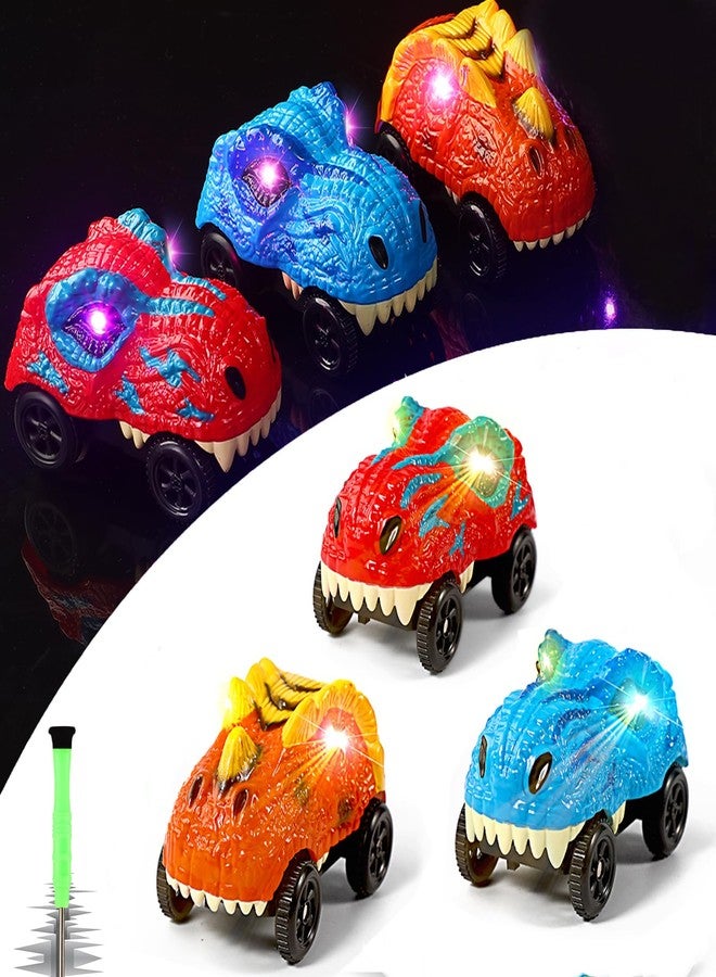 Save Unicorn Tracks Cars Replacement only, Dino Track Cars for Tracks Glow in The Dark, Car Tracks Accessories with 3 Flashing LED Lights, Compatible with Most Car Tracks for Kids Boys and Girl(3pack) - Image 1