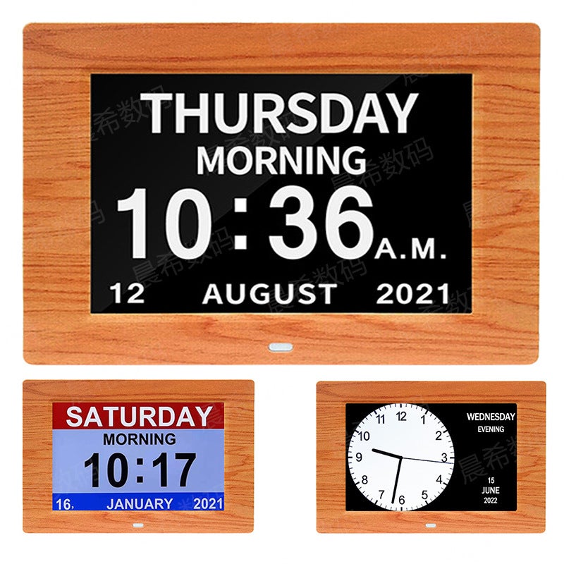 New 7.0 Inch Digital Electronic Clock Alarm Clock Digital Po Frame Large Font Alarm Perpetual Calendar Po Frame Wall Clock - Image 3
