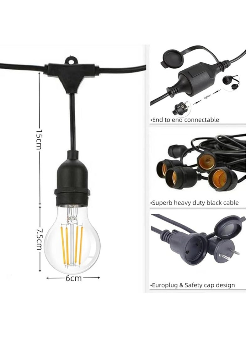 Yuwell Outdoor Waterproof IP65 Led String Lights E27 Holder 100 Meter Bulb Holder Wire With 200 Bulbs 4W A60 Clear With EU Plug Solar Bulb Holder For Ramadan Decoration Lights And Outdoor Decoration Light Hanging Light String Wire Ramadan Light For Commercial Patio Garden & Porch Yard - Image 3
