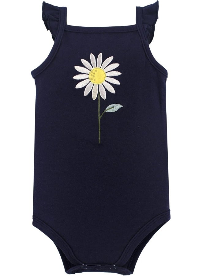 Hudson Baby Unisex Baby Cotton Sleeveless Bodysuits, Daisy, 3-6 Months - Image 3
