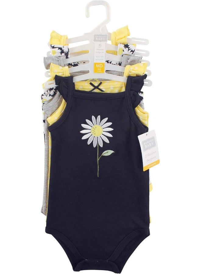 Hudson Baby Unisex Baby Cotton Sleeveless Bodysuits, Daisy, 3-6 Months - Image 2