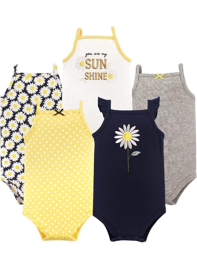 Hudson Baby Unisex Baby Cotton Sleeveless Bodysuits, Daisy, 3-6 Months - Image 1