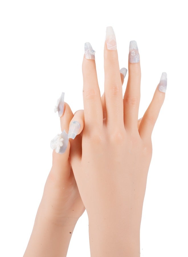 Handmade Fake Nails,Sun&Beam Nails Handmade Press On Nail Coffin Ballerina 3D Accessories Blue Acrylic Fake Tip Design  (Angel Wings) - Image 4