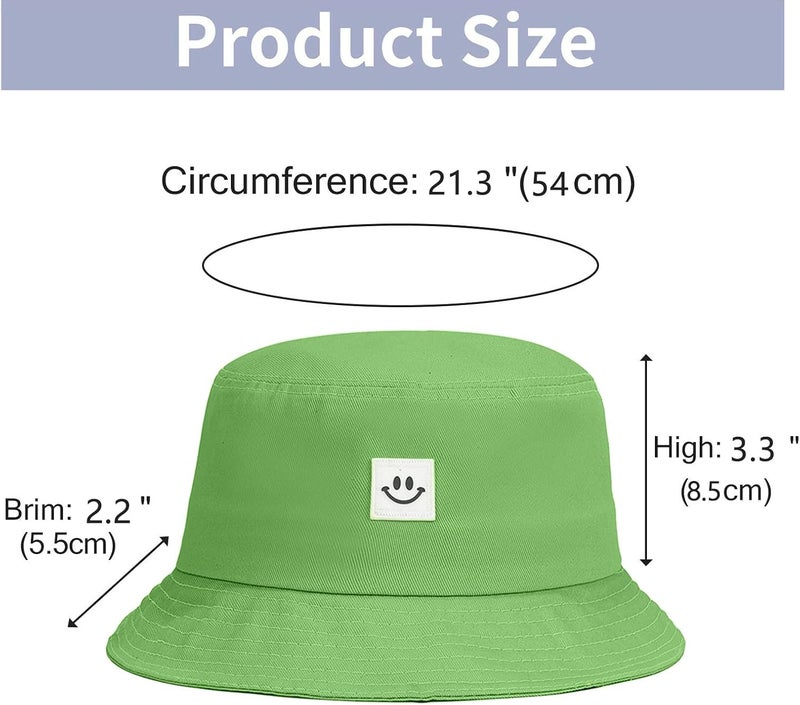 AJG Kids Sun Hat Smile Face Bucket Hat for Girls Boys Summer Sun Protection Cotton Unisex Beach Cap - Image 2