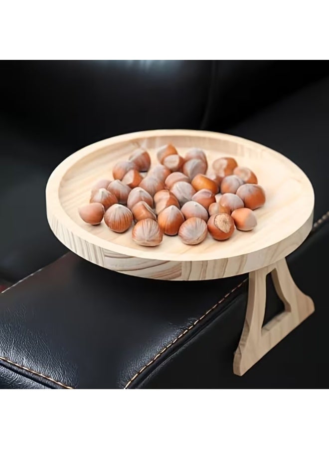 طاولة ذراع أريكة قابلة للطي من الخيزران/الخشب – طاولة ذراع أريكة قابلة للتثبيت للمشروبات والوجبات الخفيفة وجهاز التحكم عن بُعد - Image 4