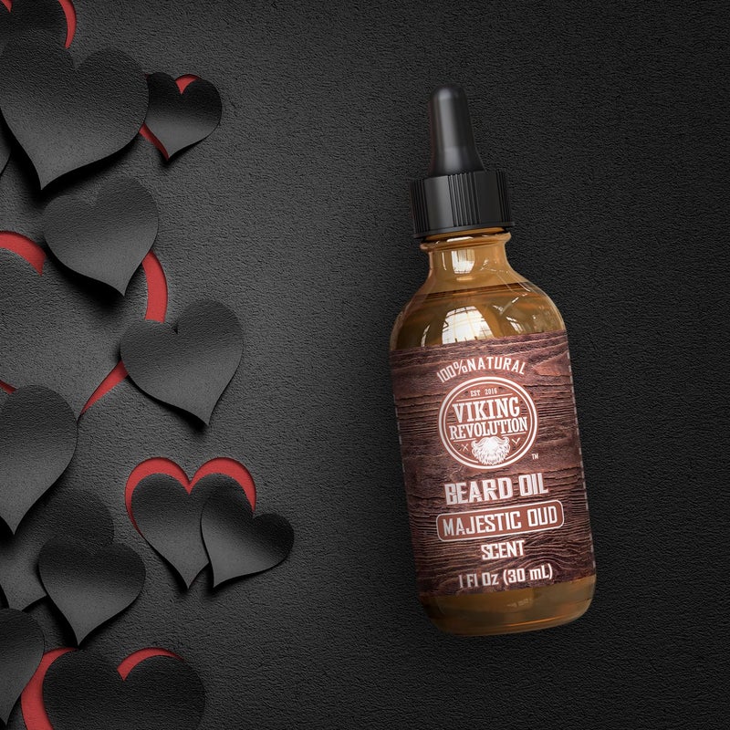 Viking Revolution Majestic Oud Beard Oil for Men - Natural Mens Beard Oil with Argan Oil and Jojoba Oil - Beard Softener, Strengthens and Moisturizes - Beard Conditioner for Men (Majestic Oud,1 Pack) - Image 2