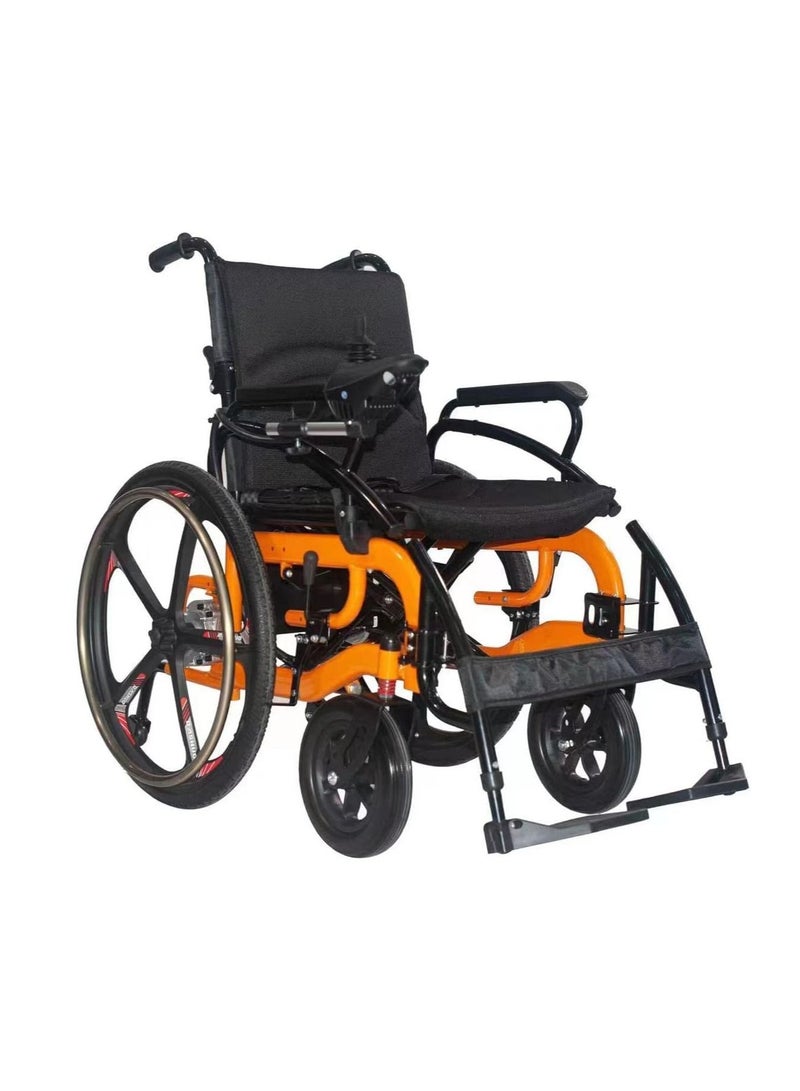 Portable Folding Electric Wheelchair 24inch Magnesium Alloy Rear Wheel Front Wheel With Shock Absorption Electric Wheelchair for Adults Electric Wheelchair for The Elderly - Image 1