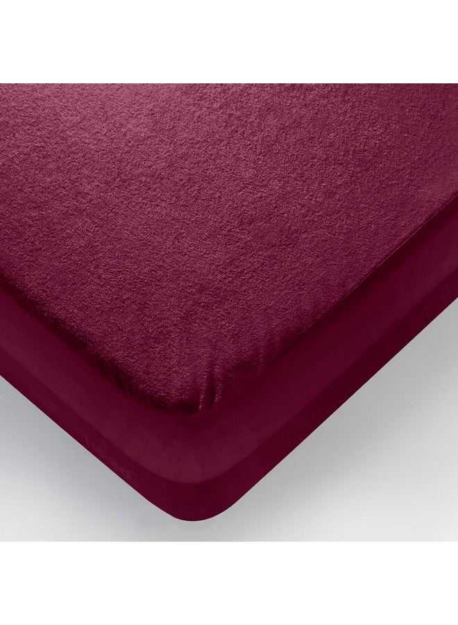 Sleepyhead Sleepyhead Bamboo Feel Terry Waterproof Mattress Protector; (75" X 60" Inches Queen Size; Beetroot), Maroon - Image 4