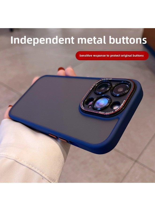 Metal Lens Ring For Iphone16Pro Phone Case Skin Feeling For Iphone 14/13 Lycra Frosted Protective Cover 2-Color:Titanium Gray-Applicable Model:For Iphone12Pro  - Image 3