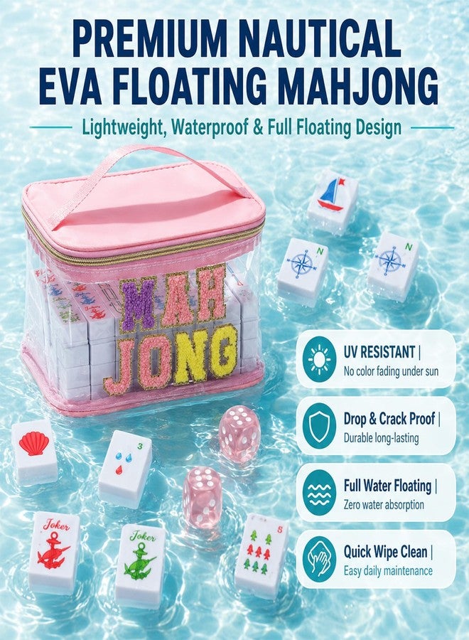 Conderyang 166 White Floating Mahjong Tiles Set 1.2 in Floating Nautical Travel American Mahjong Game Set EVA mahjong Can Be Played in The Water with Carrying Bag for Summer Wedding Rv Traveler Pool Party - Image 5
