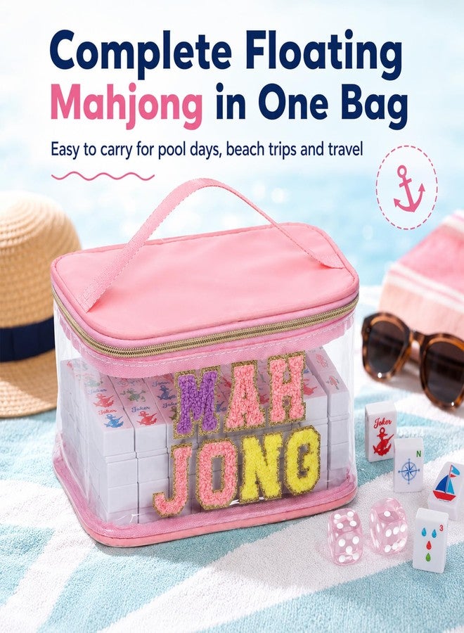 Conderyang 166 White Floating Mahjong Tiles Set 1.2 in Floating Nautical Travel American Mahjong Game Set EVA mahjong Can Be Played in The Water with Carrying Bag for Summer Wedding Rv Traveler Pool Party - Image 4