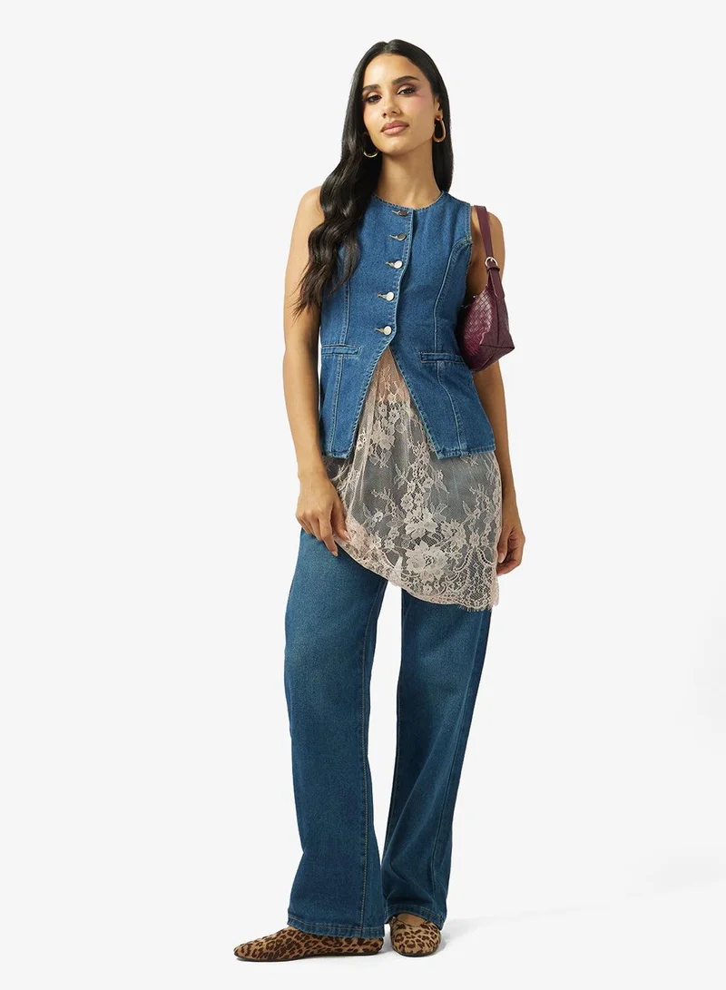 Ginger  High Rise Straight Fit Jeans for Women | Best Price UAE